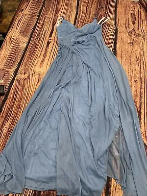 NWT! AZAZIE DAVIS A-Line Pleated Chiffon Floor-Length Dress Light Blue • £31.36