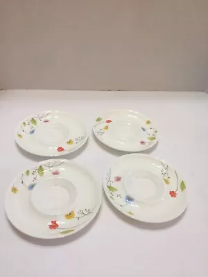 Mikasa Just Flowers Bone China 4 Demitasse Saucers 5 1/4  Wide A4-182 Japan • $13.59