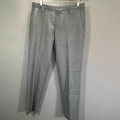 J Crew Pants Mens 34 Bowery Slim Fit Gray Wool Dress Pant Pockets Flat Straight • $24.99