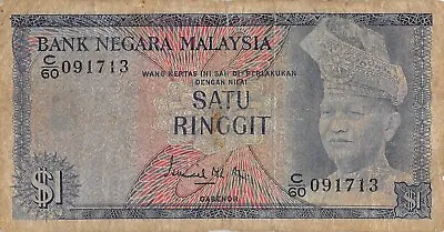 Malaysia  1  Ringgit  ND. 1967  Series  C/60  Circulated Banknote YY • $6.50