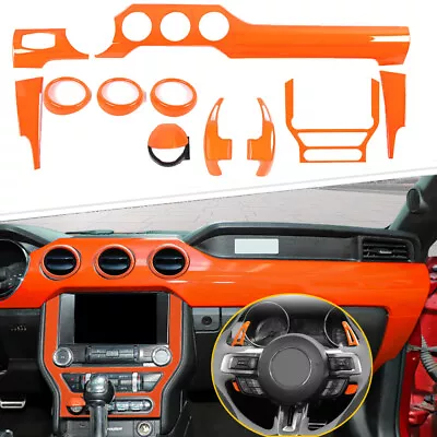 11xInterior Full Decor /Steering Extended Shifter Kit For Ford Mustang 15+Orange • $118.11