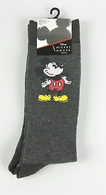 Disney Mickey Mouse Gray Grey Crew Socks Sz 6 1/2-12 Shoe Sz 10-12 • $8.99