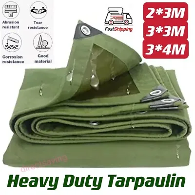$75.99 • Buy 3 Sizes Army Heavy Duty Waterproof Canvas Tarp Tarpaulin Sun Blocked Dustproof