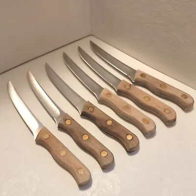 $49.95 • Buy Vintage Chicago Cutlery Steak Knives 4 1/4  Blade Walnut Handles Lot Of 6