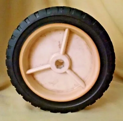 Lawnmower Wheel Cart Tire Unmarked White Plastic Rim Used 6 3/4  Overall. • $14.99