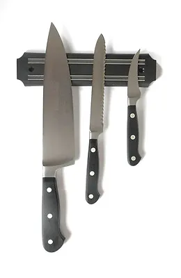 20cm Black Magnetic Knife Bar Kitchen Tool Rest Wall Rack Catch Pub Magnet Screw • $22.95