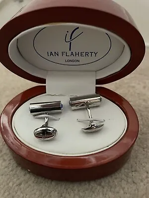 Ian Flaherty Designer Handmade Cufflinks In Original Display / Gift Box Blue Gem • £19.99