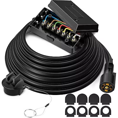 16Ft Copper Wiring Trailer Cord 7 Way Plug Inline Junction Box Wiring Harness • $58.95