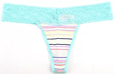 New Victoria's Secret Multicolored Stripes Lace Band Low Rise Thong Pantie S • $3.82