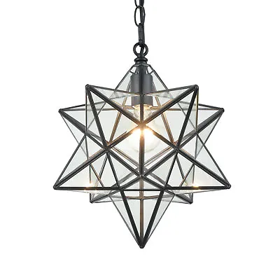 14'' Moravian Star Pendant Light Clear Glass Shade Hanging Star Lights On Chain • $109.99