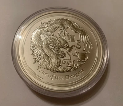 $380 • Buy 2012 $8 Year Of The Dragon 5oz Silver Bullion Coin In Capsule Brand New