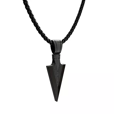 Men's Arrow Head Pendant Long Chain Necklace Fashion Jewellery Black/Gold/Silver • $7.17