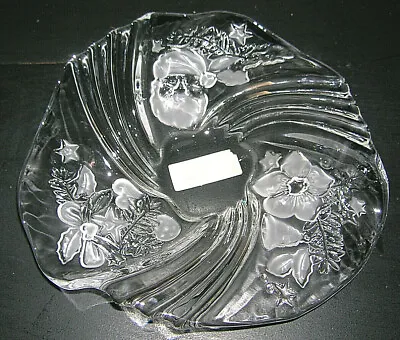 Serving PLATE 9  CHRISTMAS HOLIDAY FLAIR MIKASA MEDLEY EMBOSSED CRYSTAL GERMANY • $7.34