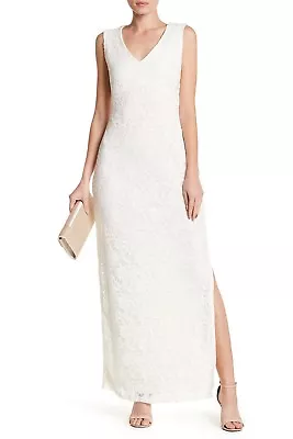 Marina V-Neck Long Lace Dress Sleeveless Lined Side Slit Size 16 $179 NWT • $55