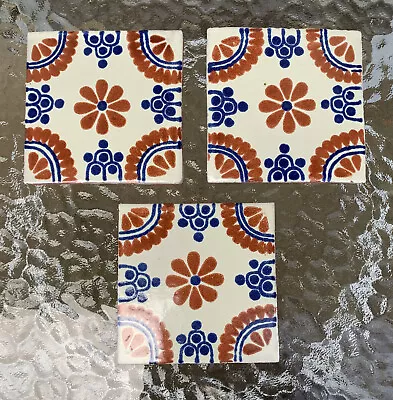 Vintage Decorative 4  Talavera Mexican Spanish Glazed Hand Crafted Accent Tiles • $12