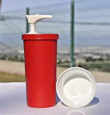 Vintage Tupperware Red Ketchup Pump Dispenser W/White Lid New Old Stock • $13.99
