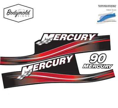  Mercury 2017 Outboard Decals 2 Stroke 90hp Red Set • $62.99