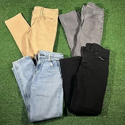 Lot Of 4 Levi's 511 And 512 Straight Jeans Men Size 30 X 30 Denim Khaki Black • $80