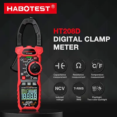 HABOTEST HT208D Clamp Meter Digital Multimeter 1000V Volt Meter AC DC Ture RMS • $49.32