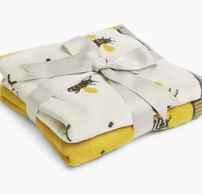£19.25 • Buy M&S Home Set Of 2 Guest Towel With Bee Print 🐝 💛