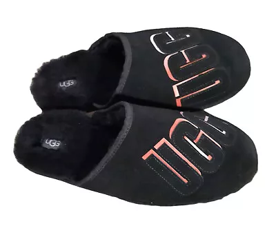 UGG NEW Slippers Genuine Fur Lamb Suede Men Size 11 Sheepskin Women Unisex Black • $49