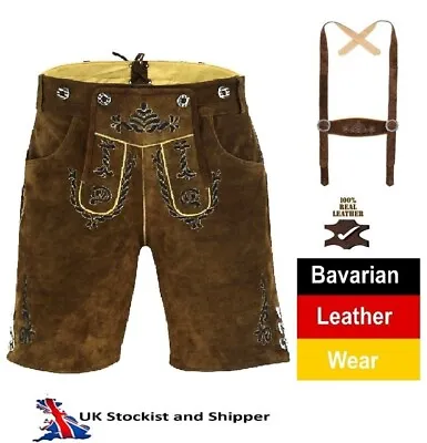 £34.99 • Buy Lederhosen Leather Mens German Shorts Tracht Oktoberfest Beerfest Herrenmode