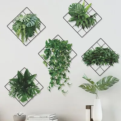 £7.99 • Buy 3D Vivid Green Plants Grid Wall Decal Green Leaves Wall Sticker Home Decor 6pcs
