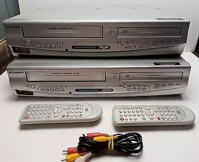 Lot X2 Sylvania DVC840G VCR/DVD Combo With Remote Cables Wont Play VHS See Pics • $69.95