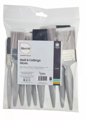 Harris Essentials Wall Ceilings & Gloss Paint Brushes Brush Set Pack Of 10 • £11.98