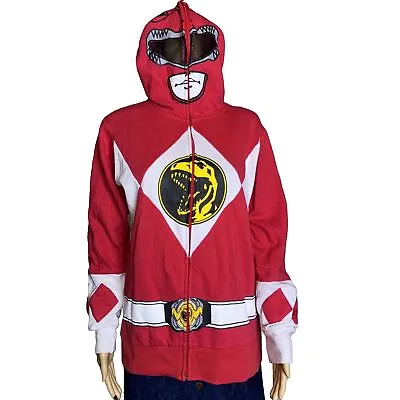 POWER RANGERS  Red  Ranger Hoodie  Zip Up Mighty Morphin Anime Face Mask S • $22