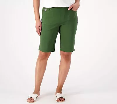 Quacker Factory DreamJeannes Bermuda Shorts Rhinest Trim Women's Pants Sz Green • $13.39