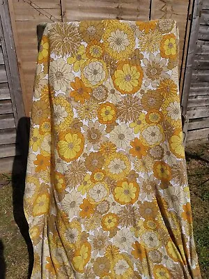 £14.99 • Buy Vintage Retro St Michael Curtain Yellow Mustard Floral 60s 70s