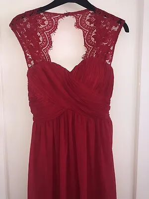 £45 • Buy Eva & Lola Red Medium Bridesmaid Party Wedding Bride Long Lace Maxi Dress
