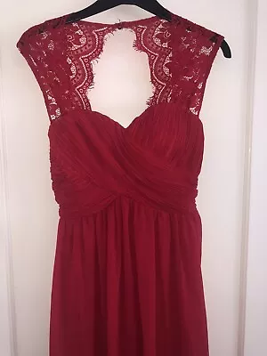 £45 • Buy Eva & Lola Red Medium Bridesmaid Party Wedding Bride Long Lace Maxi Dress
