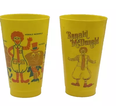 Vintage McDonalds Plastic Drinking Cups Ronald Crew Hamburglar Mayor Set Of 2 • $10.99