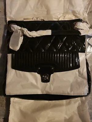 COACH F18673 Poppy Liquid Gloss Quilted Slim Tote Purse Bag Black NWT • $200