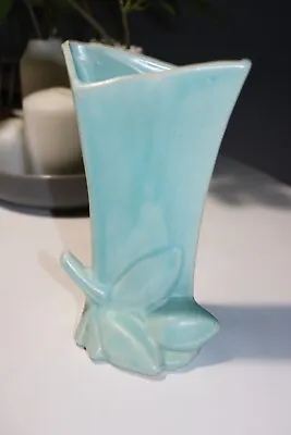 Vintage Nelson McCoy Art Pottery 8  Lily Vase Aqua MCM • $40