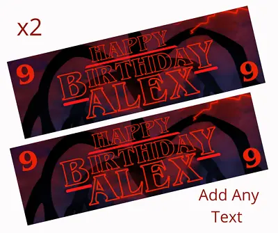 £6.95 • Buy 2x Personalised STRANGER THINGS Theme Birthday Banner LARGE Party Poster