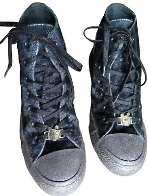 RARE🔥 Converse Chuck Taylor X MC Miley Cyrus Velvet Glitter Sneakers Sz 8 • $26.99