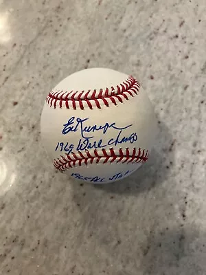 NY Mets Ed Kranepool Autographed Baseball “69 World Champs” Includes Career Stat • $30