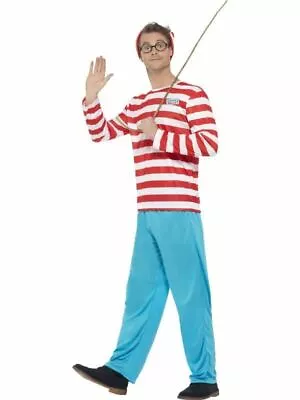 Mens S - XL Where's Wally Red & White Kit Strips Fun Stag Do Fancy Dress Costume • £35.14