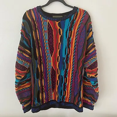 Vintage Croft & Barrow 3D Textured Coogi Style Multicolor Sweater Mens Small 90s • $315