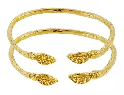 Solid .925 Sterling Silver West Indian BABY Bangle Set Plated W. 14K Gold Pair • $96.80