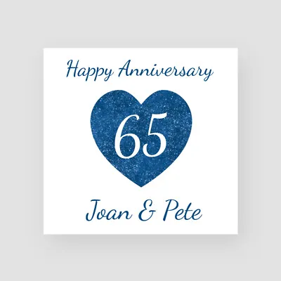 £3.85 • Buy 65th Blue Sapphire Wedding Anniversary Card Personalised Handmade Number Heart