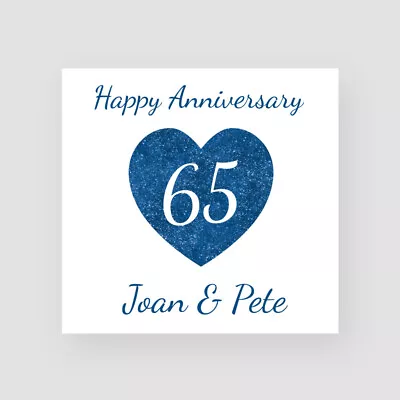 £3.85 • Buy 65th Blue Sapphire Wedding Anniversary Card Personalised Handmade Number Heart