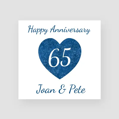 Personalised 65th Anniversary Card Wife Blue Sapphire Wedding Card Husband • £3.85