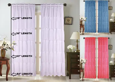 1pc Voile Sheer Crushed Ruffle Window Dressing Curtain Panel Drape Treatment • $6.80