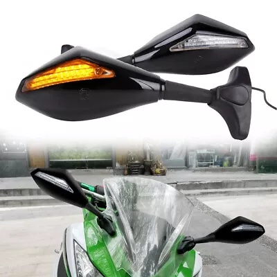 Motorcycle Rearview Mirrors W/LED Turn Signals For Yamaha YZF R1 R6 2000-2008 US • $28.63