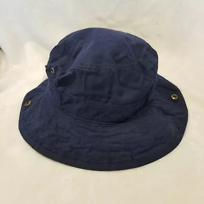 Eddie Bauer Bucket Hat Navy Blue Canvas Outdoor Size L/XL Snap Sides  • $12.99