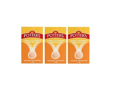 £7.99 • Buy Potter's Potters Lemon Glycerine Honey Pastilles Soothing Formulation - 45g X 3